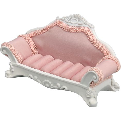 Présentoir à bagues en forme de canapé, en résine artisanale, pour bagues de fiançailles en magasin. (1/5)