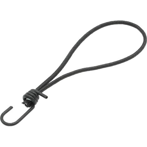 Lot de 50 tendeurs sandows élastiques avec 1 crochet et boucle - 26 cm - Noir - Linxor