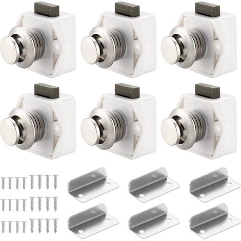 6 Pcs Loquet Bouton Poussoir Sans Clé Serrure Tiroir Verrou Porte Placard Caravane Camping-Car Bateau (1/4)
