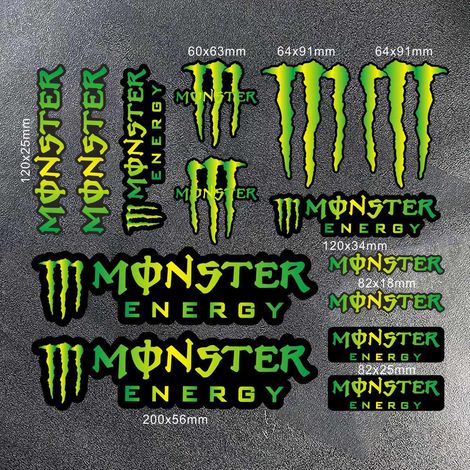 [KK] Autocollants Monster Energy hautement réfléchissants compatibles avec les casques de moto, les voitures et les motos - Yamaha, Honda, Suzuki, Kawasaki