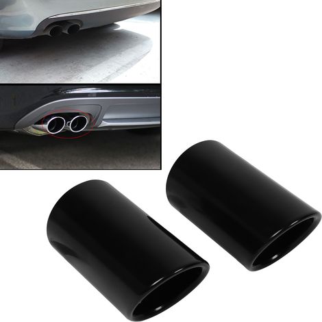 2 pièces Embout d'échappement noir brillant en acier inoxydable, pour A4 B8 Q5, modification auto (1/5)