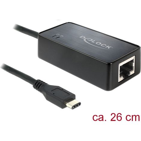 Delock adaptador usb tipo-c macho  gigabit lan 10/100/1000 mb/s