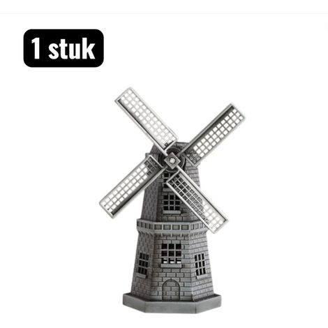 Carillon éolien décoratif en métal avec figurine de moulin à vent vintage pour bibliothèque bureau ou vitrine argenté (1/5)