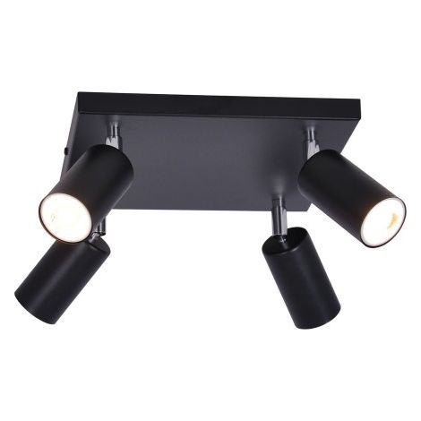 Plafonnier spot noir 4 orientables GU10 Kaja Monti