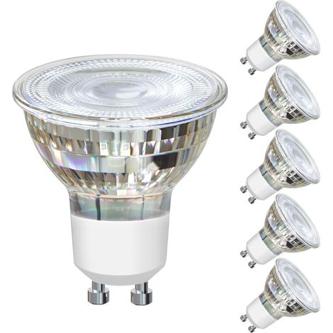 Ampoule LED GU10, ampoule traditionnelle 5W équivalente à 60W, 425 lumens blanc froid 6500K, ampoule spot LED en verre GU10, 6 jeux (1/5)