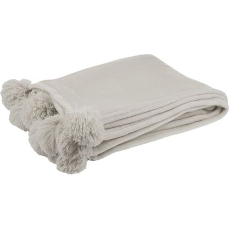 Plaid à Pompons "Blanket" 130x170cm Gris Clair