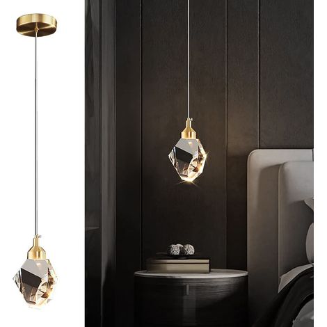 Suspension En Cristal Moderne, Suspension En Cristal LED 3 Couleurs, Pour îlot De Cuisine Chambre Salon éclairage De Salle à Manger (Or, 1-Head) (1/5)