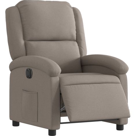 Poltrona relax porta TV con comodissima funzione reclinabile elettrica in tessuto tortora DEC028564