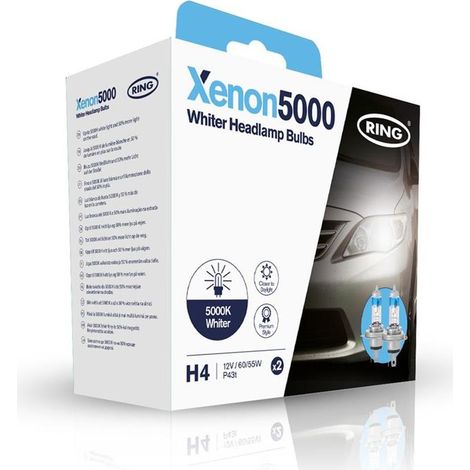 2 AMPOULES H4 12V 55W XENON5000 HAUTE PERF (BLISTER) RING (1/2)