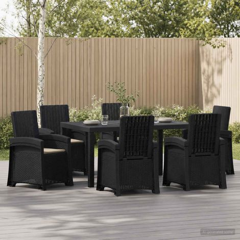 vidaXL Conjunto de Comedor de Jardín 7 uds. Gris Antracita y Topo PP (1/5)
