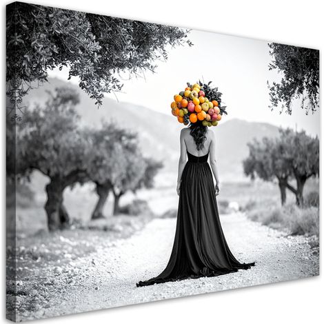 Tableau déco Paysage Femme avec des fruits sur la tête 60x40 (1/4)