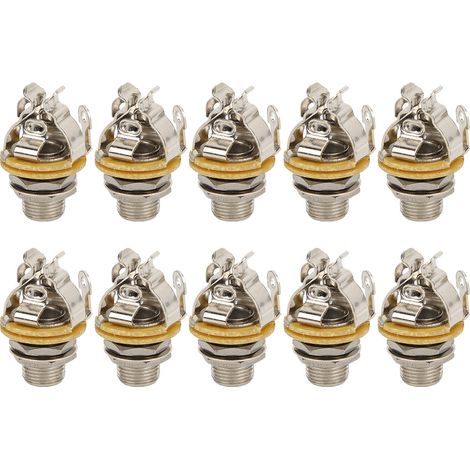 Prise jack mono argentée pour guitare, 1/4 pouce. (1/5)