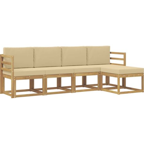 Outdoor Sofa Set with Cushion 5 pcs White and Beige vidaXL (1/5)