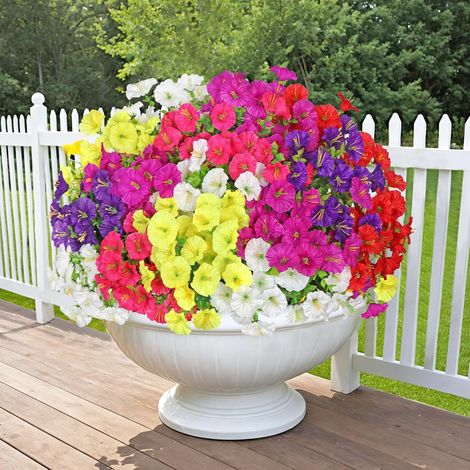 Lot de 12 paquets de fleurs artificielles résistantes aux UV et intempéries - Pour tombes, balcon, jardinière, porche, jardin suspendu (1/5)