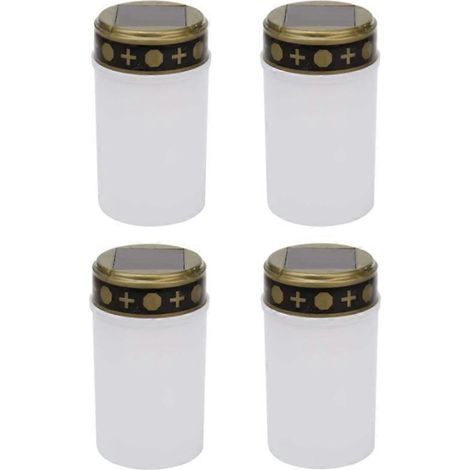 Bougies blanches pour cimetière, lampes solaires LED pour cimetière, lot de 4 (1/5)