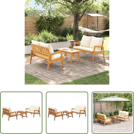 Gartenmöbel - Bistrogarnitur mit Kissen 3 pcs Braun Massivholz Akazie (1/5)