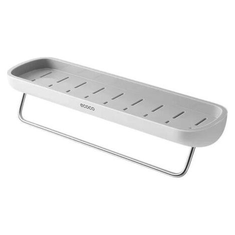 Étagère de rangement pour salle de bain Coco italienne, entièrement grise assortie, avec porte-serviettes, fixation murale non perforée, étagère de rangement multifonctionnelle pour bonde.