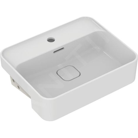 Ideal Standard – Lavabo semi-encastré céramique blanc 500x400 mm – Trou de robinet central – Trop-plein – Montage sur plaque pour salles de bains modernes - T299301 (1/4)