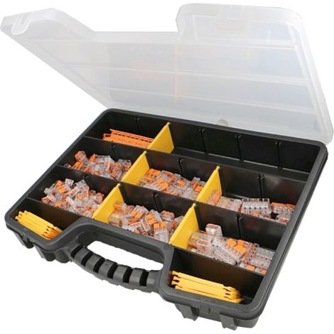 Bis-Electric – Boîte organiseur Wago – Borne série 221 pour fils souples et rigides de 0,08 à 6 mm² – Connexion rapide – Rangement efficace