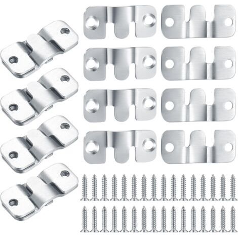 Set di 16 staffe di montaggio a incasso nascoste, robuste staffe di sospensione ad incastro, connettori per mobili, accessori da parete in acciaio inossidabile per appendere foto, specchi e display di (1/4)