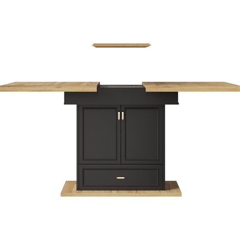 Mesa de comedor extensible de MDF y metal con almacenaje, 110 x 80 x 75 cm, HOMVRA (1/5)