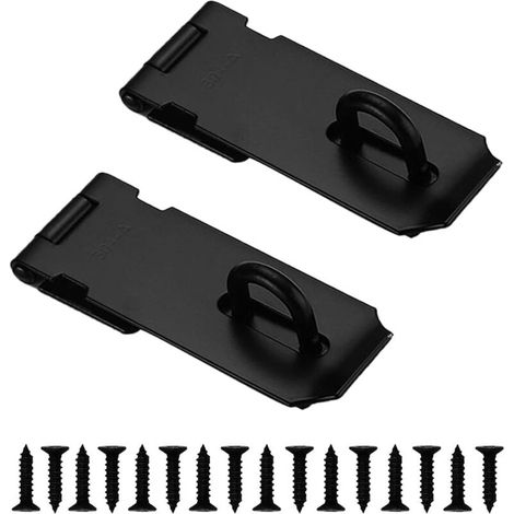 2 Pièces Loquet pour Porte Verrou de Fermoir Moraillon Avec Vis,Finition Noir Mat en Acier Inoxydable Loquet Robuste (1/5)