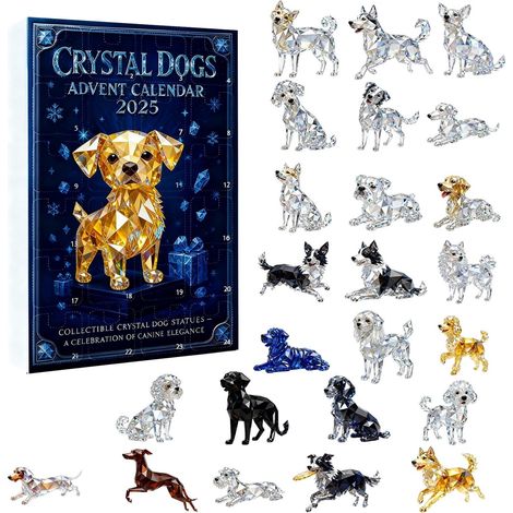 Calendrier De Lavent Chien En Cristal - 24 Cases - Décoration Festive Pour Amoureux Des Chiens - Lot De 1