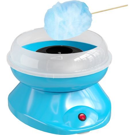 Machine à barbe à papa pour usage domestique, en polypropylène, acier inoxydable et aluminium, 450-550 W, idéale pour les fêtes, 27 x 26 x 18 cm, bleue.