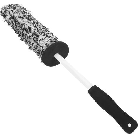 Brosse de nettoyage pour roues et pneus de voiture, microfibre douce, polyvalente, longue portée pour échappement, pare-chocs et garde-boue, gris et blanc (1/5)