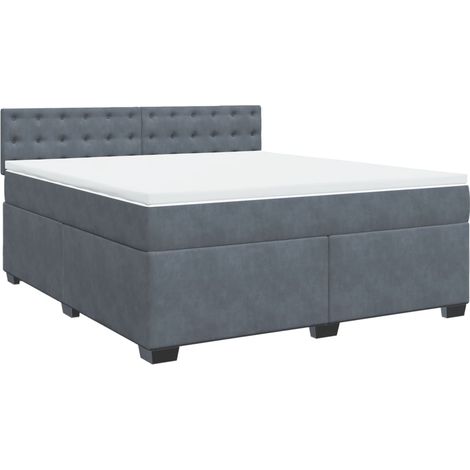 Maison Exclusive - Cama box spring con colchón terciopelo gris os (1/5)