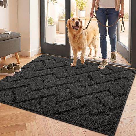 Tapis de Porte Paillasson80x100cm d'Entree Interieur et Extérieur Tapis Antidérapant et Absorbant,Lavable,Tapis pour Intérieur,Extérieur,Chambre,Cuisine,Entrée,Couloir-Gris Foncé (1/5)