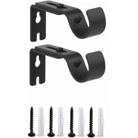 Juego de 2 Halterungen de Wand Einstellbars Schwarzs für barra de cortina de Metall Beständig (1/4)