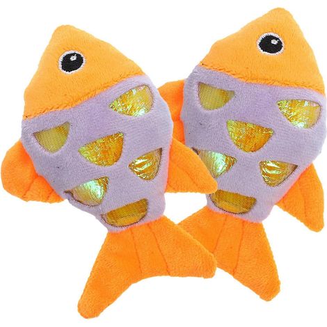 Jouet à mâcher pour chaton en forme de poisson, rempli d'herbe à chat (lot de 4). (1/5)