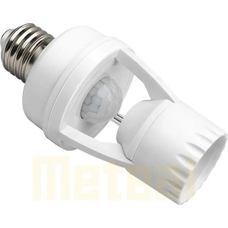 Douille E26/E27 pour lampe à détecteur de mouvement, 60 W, détection à 360°, minuterie et sensibilité lumineuse réglables, blanche (1/5)