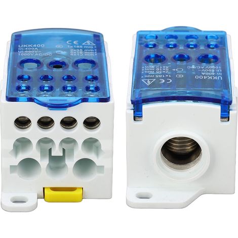 Boîte de jonction à borniers DIN Rail, distribution principale universelle 690V 400A, bleu (1/5)