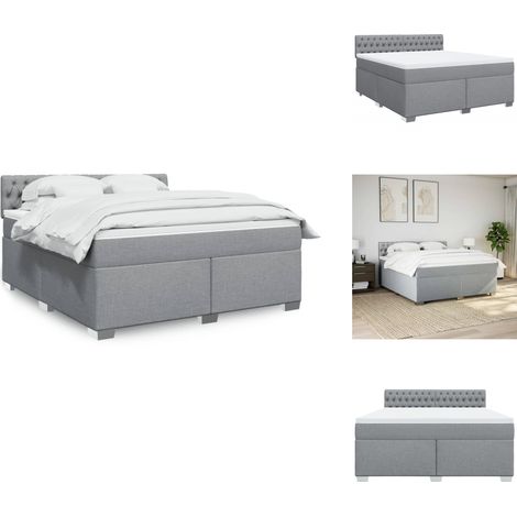 Sommier à lattes de lit avec matelas Gris clair 180x200cm Tissu - Sommier À Lattes De Lit - Sommiers À Lattes De Lit - Lit - Meuble De Chambre À Coucher (1/5)