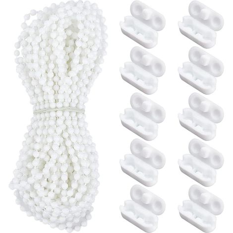 10M Rolgordijn Kraal Ketting Wit Plastic - Rolgordijn Reparatie Fittingen - 10 stks Ketting Connectors[CC] (1/5)