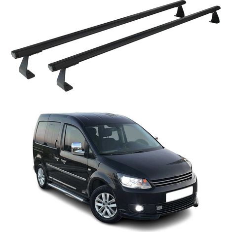 OMAC Heavy Duty Dachträger Querträger kompatibel mit VW Caddy III 2003-2015 Pre-FL – 2 Stangen – Aluminium Schwarz (1/5)