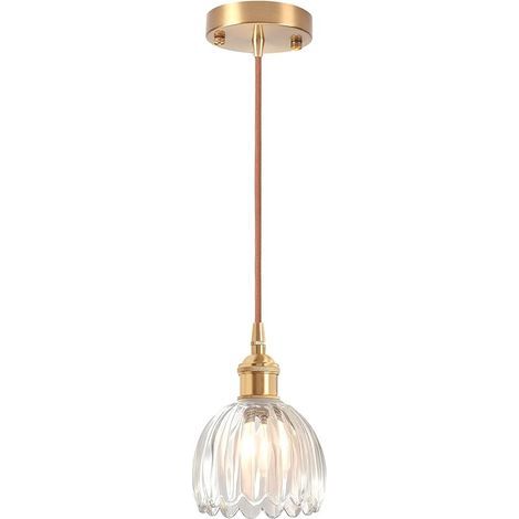 Suspension Luminaire Vintage en Verre, 12cm Retro Lustre Abat-jour en Verre Mini Plafonnier E27 Moderne Éclairage de Plafond Déco Suspension pour Couloir Chambre Salle de Bain (Type D, Transp.) (1/5)