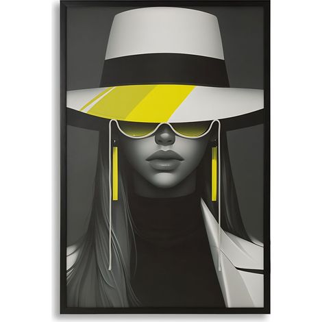 Stampa Artistica con LED integrati su Tela Moden Margot - Quadro glamour 80x120 cm - Stile Contemporaneo Bianco e Nero