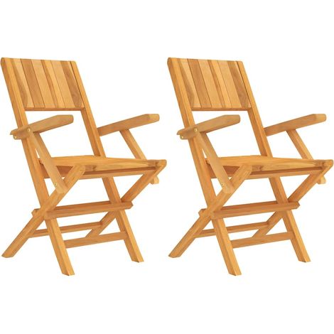 Folding Garden Chair Set of 2 Teak Solid teak wood vidaXL (1/5)