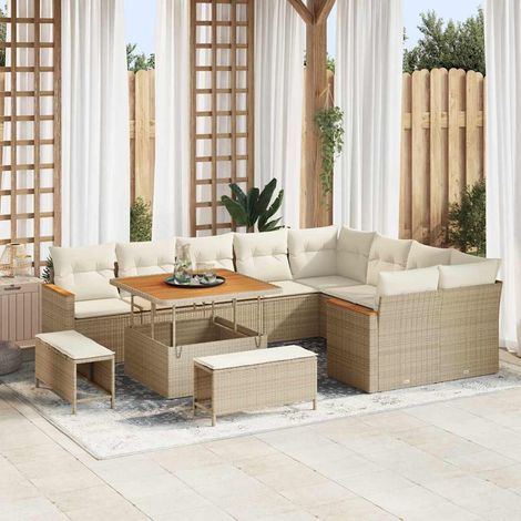 Gartensofa-set 12 pcs Beige Poly-Rattan (1/5)
