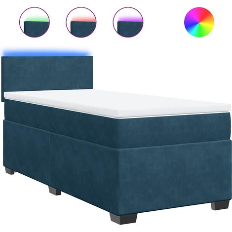 Maison Exclusive - Cama box spring con colchón terciopelo azul 90