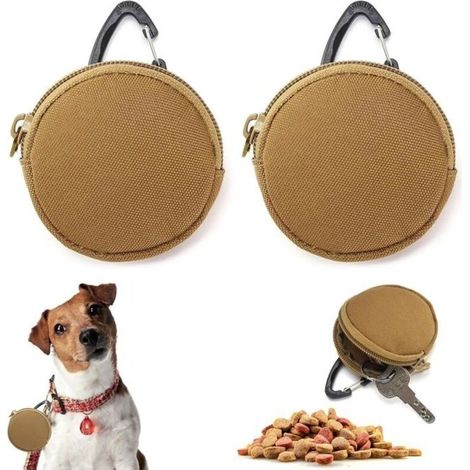 2 Dog Treat Bags, Khaki Dog Treat Bags, with Carabiner, Treat Bags for Walks (1/5)