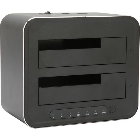 Station d'accueil double pour disques durs SATA USB 3.0, compatible avec les disques durs de 2,5/3,5 pouces, prend en charge le clonage indépendant, alimentation 100-240 V, avec prise standard europée (1/5)