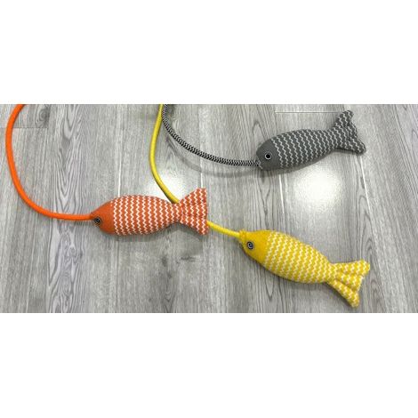 Coussin de Jeu pour Chat en Corde de Coton Tressée avec Balle Intégrée, Jouet Poisson Résistant aux Griffes et à l'Usure, Lavable et Confortable pour Dormir, 42 cm