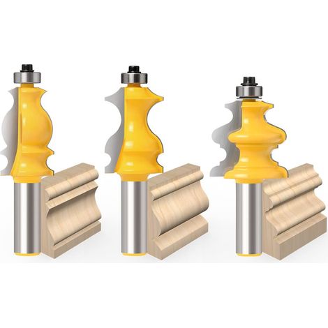 3pcs 12mm Shank Shaping Bit for Woodworking Straight Cut Tungsten Carbide Router Bit (1/5)