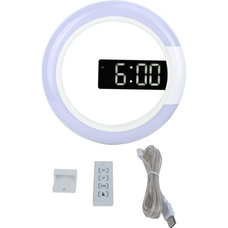 SJLERST Modern and Innovative Style LED Wall Clock, Home Decoration with Alarm and Temperature Light Function, White (1/4)