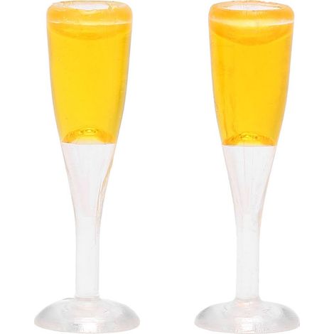 Lot de 2 verres à champagne miniatures pour maison de poupée, accessoire de bar/pub. (1/5)