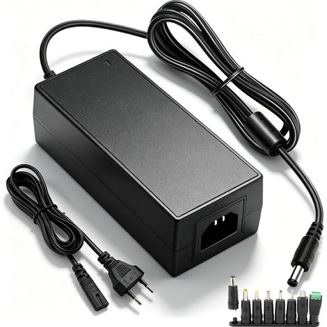 Alimentation 24V 3A 72W Adaptateur Secteur AC/DC, Transformateur 100-240V vers DC 24V avec Prise 5.5x2.5mm avec 8 Embouts DC, Convertisseur pour Bande LED Caméra Surveillance Routeur (1/5)